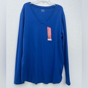 Vibrant Blue V-Neck Long Sleeve BCG Top Size XXL